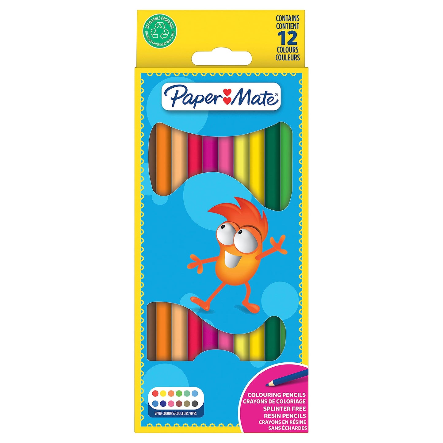 Paper Mate Children's Colouring Pencils | Pre-Sharpened Coloured Pencils | Assorted Colours | 12 Count