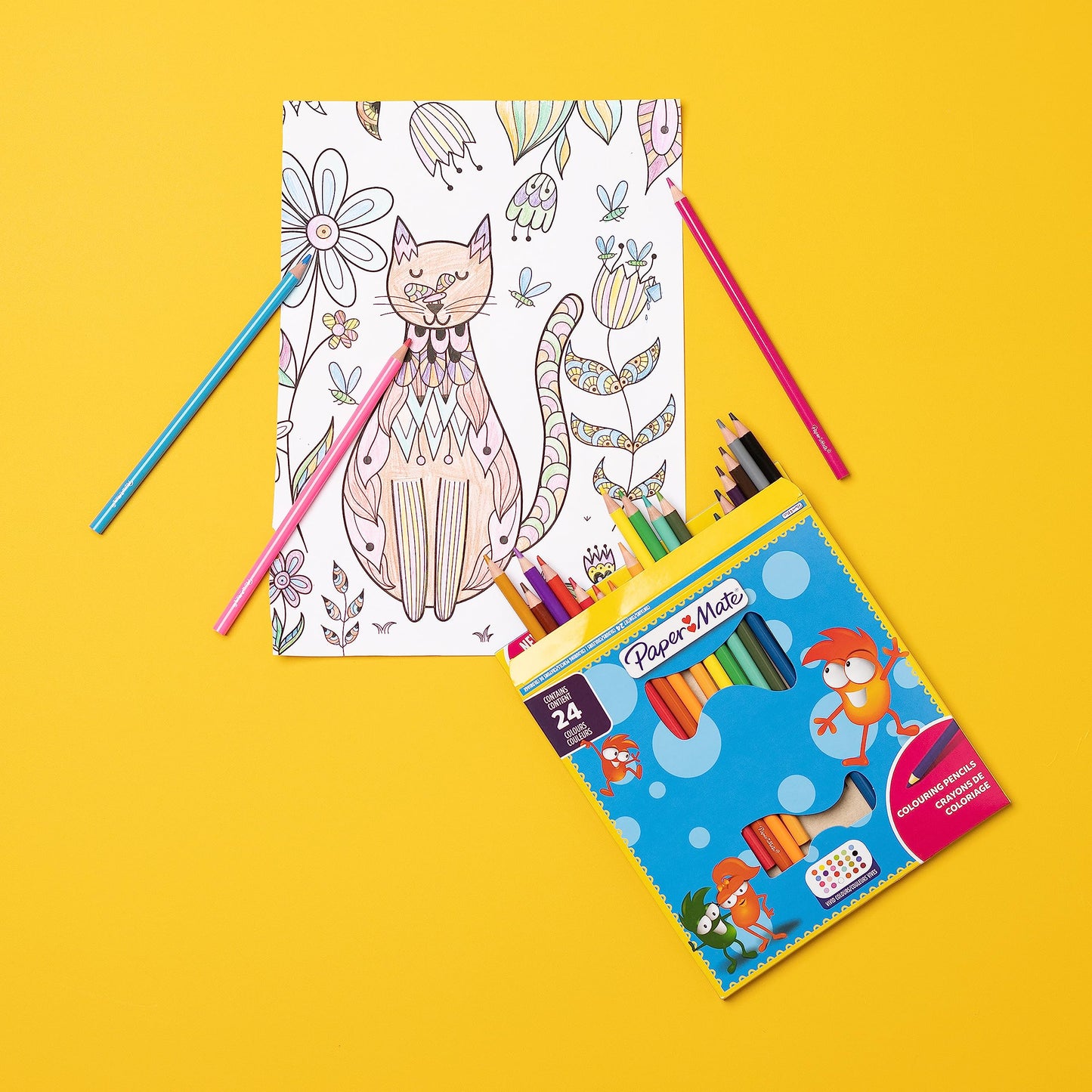Paper Mate Children's Colouring Pencils | Pre-Sharpened Coloured Pencils | Assorted Colours | 12 Count