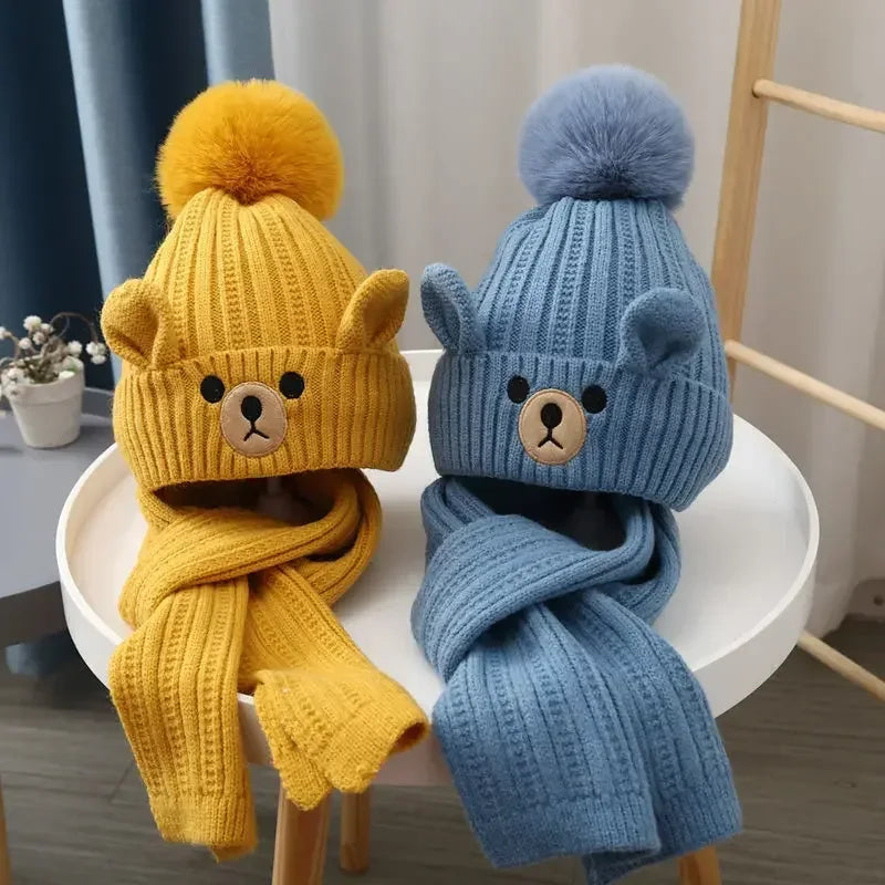 Little Bear Collection - Knit hat scarf set