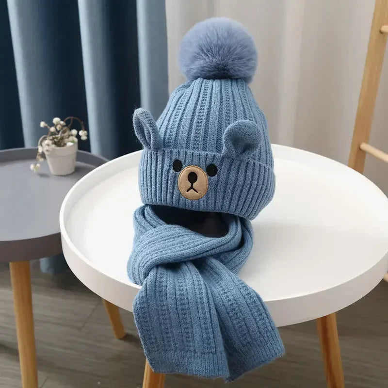 Little Bear Collection - Knit hat scarf set