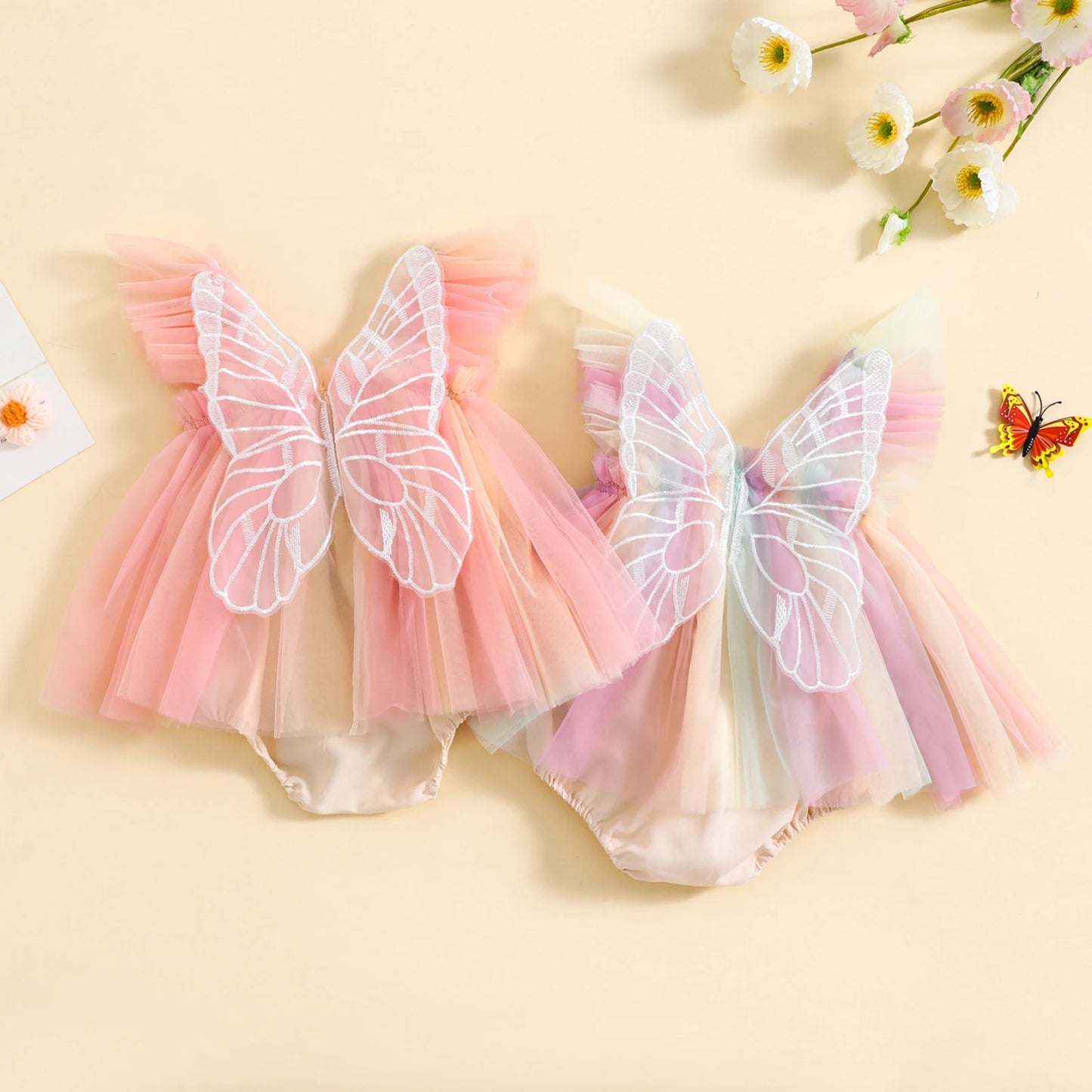 Infant Girls Princess/Butterfly Wing Rainbow Bodysuit.