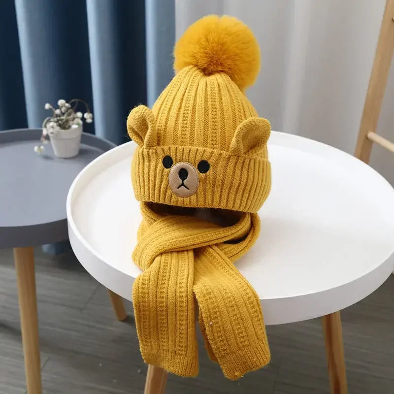 Little Bear Collection - Knit hat scarf set