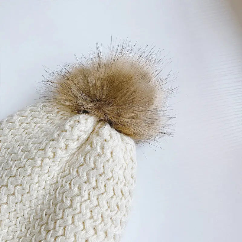 Warm Kids Scarf Beanie Set Cute Cartoon Bear Knitted Hat Scarf Set for Toddler Fashion Autumn Winter Warm Clothes Accessores