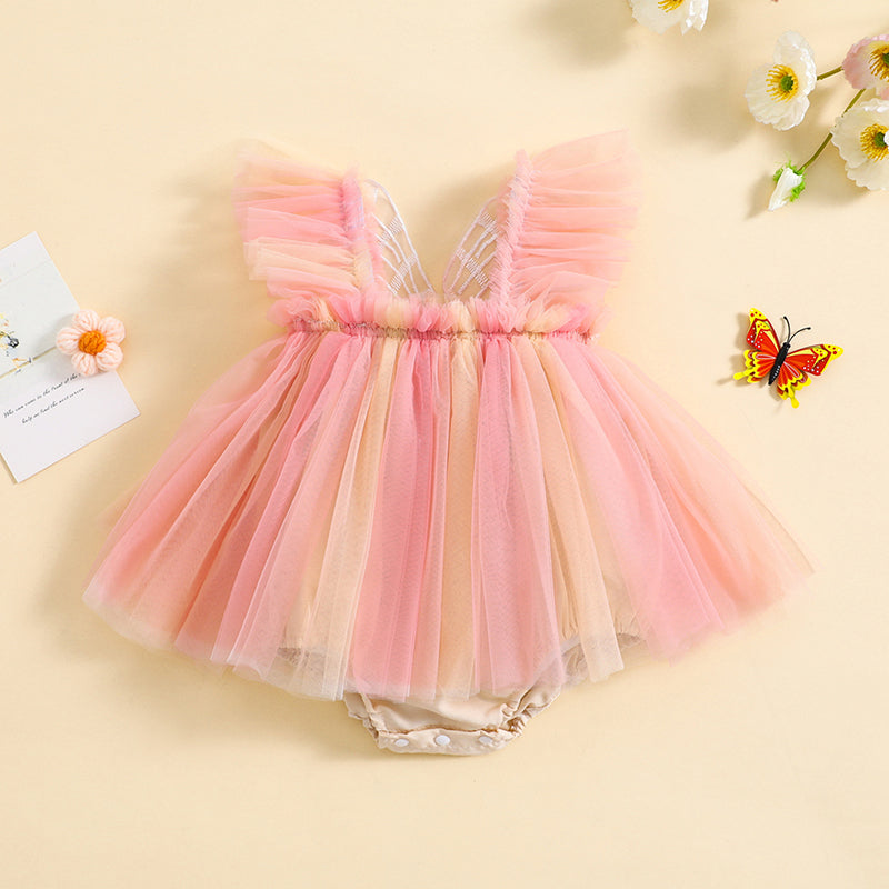 Infant Girls Princess/Butterfly Wing Rainbow Bodysuit.