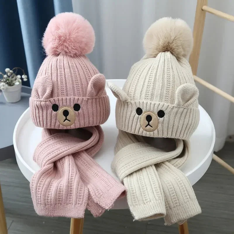 Little Bear Collection - Knit hat scarf set