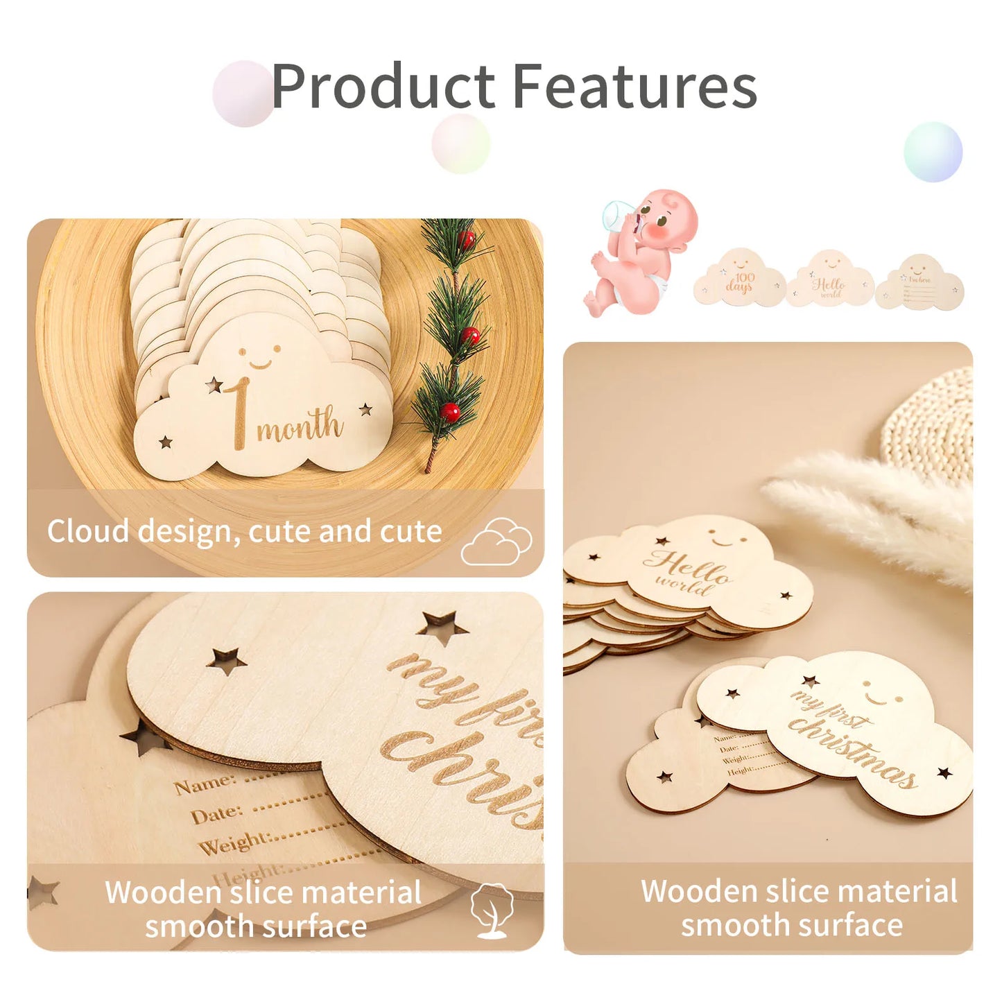 Baby Milestone Number Monthly Memorial Cards Props For The Newborn Photo Shoot Baby Photo Accessories Anniversary Of Growing UP