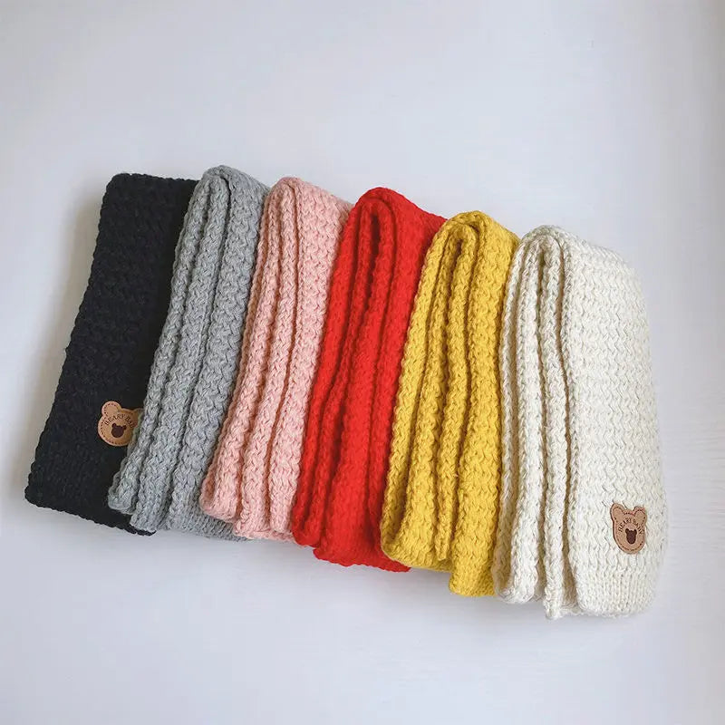 Warm Kids Scarf Beanie Set Cute Cartoon Bear Knitted Hat Scarf Set for Toddler Fashion Autumn Winter Warm Clothes Accessores