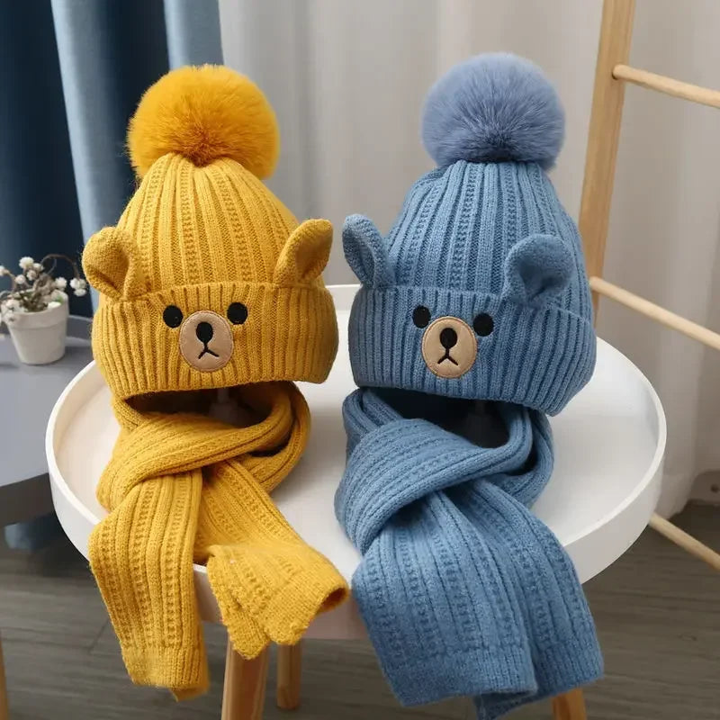 Little Bear Collection - Knit hat scarf set
