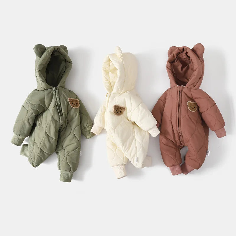 Little Bear Collection-﻿ Winter Baby Fur Lining Jumpsuit