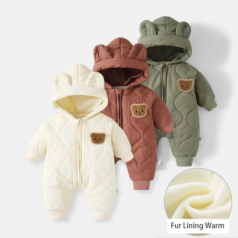 Little Bear Collection-﻿ Winter Baby Fur Lining Jumpsuit