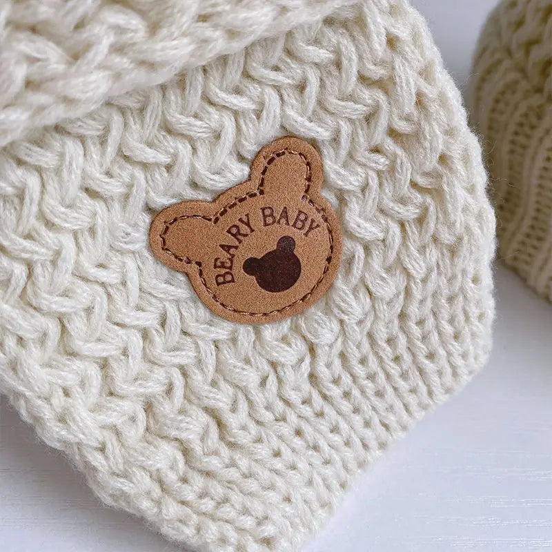Warm Kids Scarf Beanie Set Cute Cartoon Bear Knitted Hat Scarf Set for Toddler Fashion Autumn Winter Warm Clothes Accessores